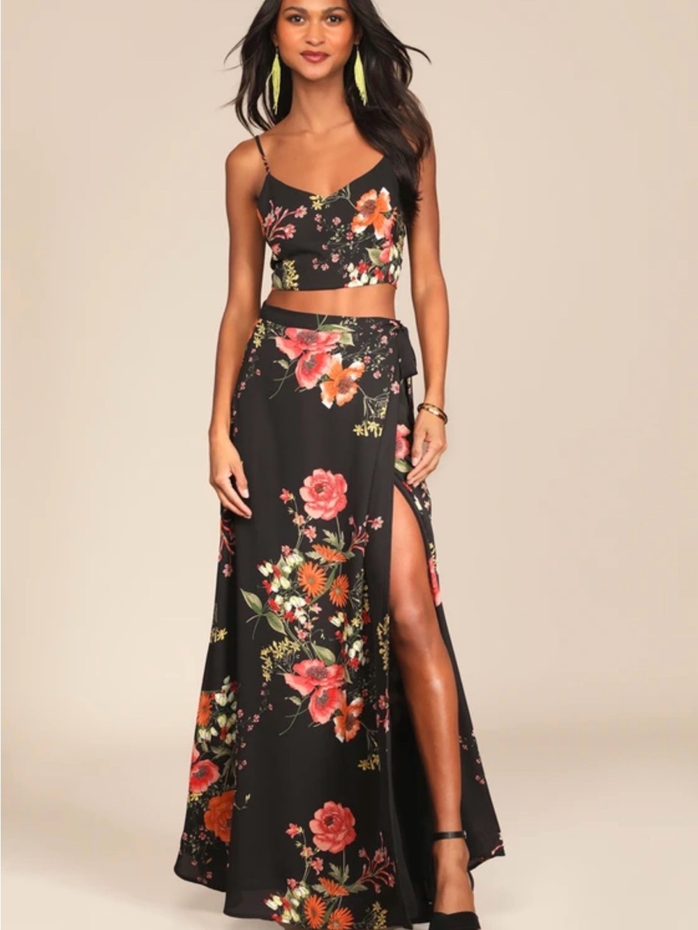 Lulu's Bloom With a View Black Floral Print
Two-Piece Maxi Dress